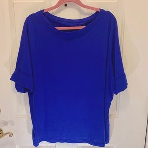 Royal Blue Boatneck Knit Top EUC